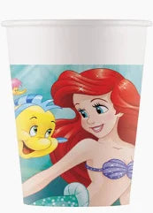 Vasos de cartón de La Sirenita Ariel de 200 ml - 8 unidades