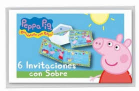 Peppa Pig - 6 invitaciones con sobre