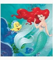 Servilletas de La Sirenita Ariel de 33 x 33 cm - 20 unidades